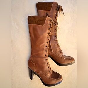 🤎Cole Haan Carmel Brown Leather Lace-Up Boots size 9 (Nike Air Sole)